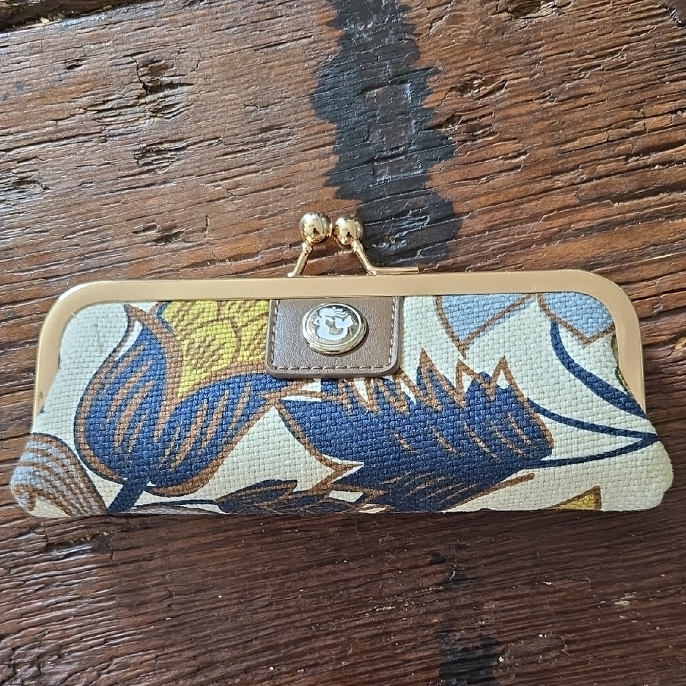 Spartina 449 Blue and Gold Floral Wallet - Picture 1 of 6